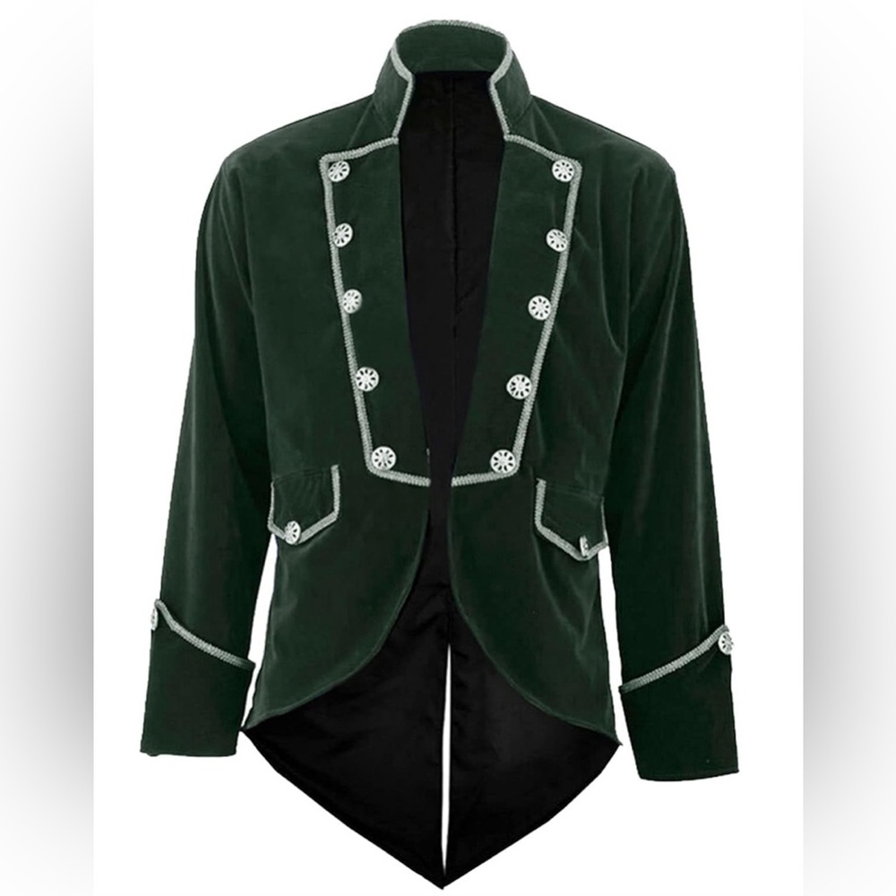 Gothic Renaissance Jacket Medieval Steampunk Velvet Tailcoat Victorian V…